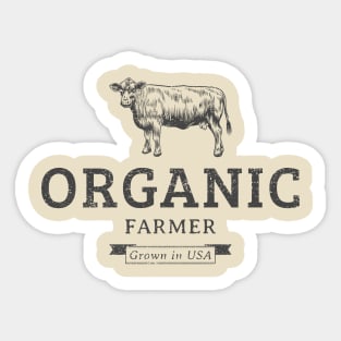 Organic Farmer Cow Sticker